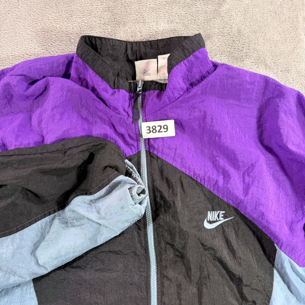Nike Windbreaker Jacket Mens XL Purple‎ Black Blue Colorblock Vintage F30105SID